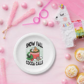 Mit Schneefall-Kakaoanrufen wärmen - Winter Drink Pappteller (Party)