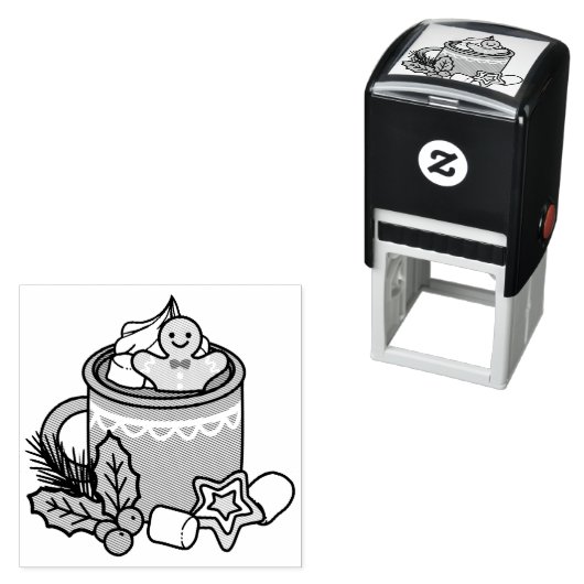 Mit Schneefall-Kakaoanrufen wärmen - Winter Drink Permastempel (Beispiel)