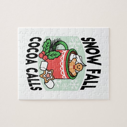 Mit Schneefall-Kakaoanrufen wärmen - Winter Drink Puzzle (Horizontal)