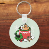 Mit Schneefall-Kakaoanrufen wärmen - Winter Drink Schlüsselanhänger (Rückseite)