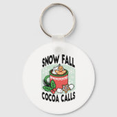 Mit Schneefall-Kakaoanrufen wärmen - Winter Drink Schlüsselanhänger (Rückseite)