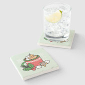 Mit Schneefall-Kakaoanrufen wärmen - Winter Drink Steinuntersetzer (Seitenansicht)