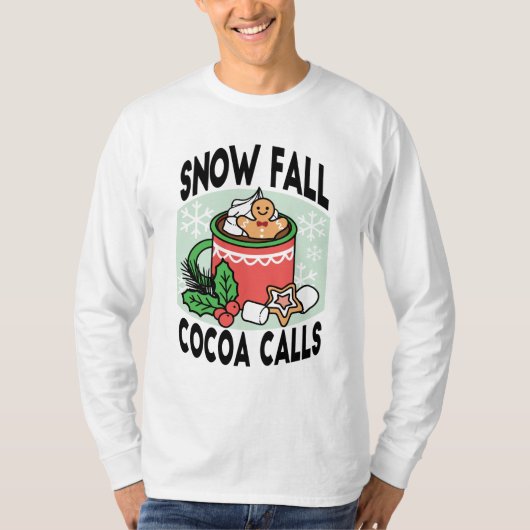 Mit Schneefall-Kakaoanrufen wärmen - Winter Drink T-Shirt (Vorderseite)