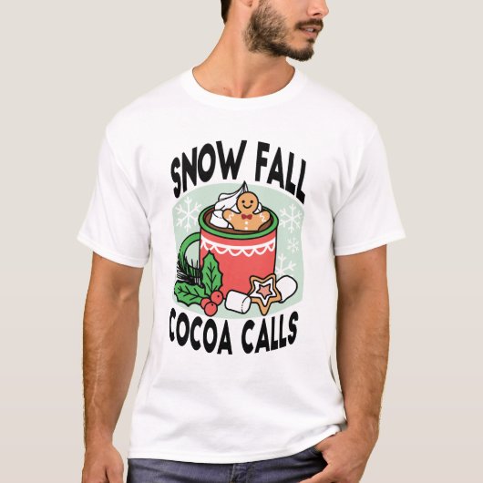 Mit Schneefall-Kakaoanrufen wärmen - Winter Drink T-Shirt (Vorderseite)
