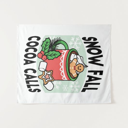 Mit Schneefall-Kakaoanrufen wärmen - Winter Drink Wandteppich (Vorderseite (Horizontal))