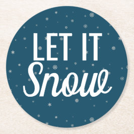 Mit Schneeflocken schneeblau schneeweiß die Modern Runder Pappuntersetzer