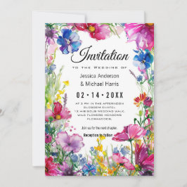 Mit schönem Text auf der Rückseite Meadow Blooms Einladung