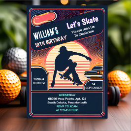 Mit Scooter Jump Zone Skateboarding 13. Geburtstag Einladung