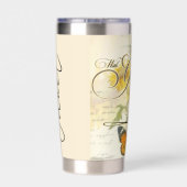 Mit Sonnenblumen und Schmetterling personalisiert Thermobecher (Rückseite)