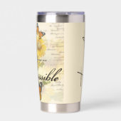 Mit Sonnenblumen und Schmetterling personalisiert Thermobecher (Vorderseite)