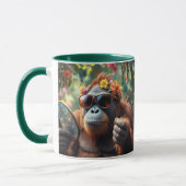 Mit Sonnenbrille gestreifter Orang-Utan. Tasse (Links)