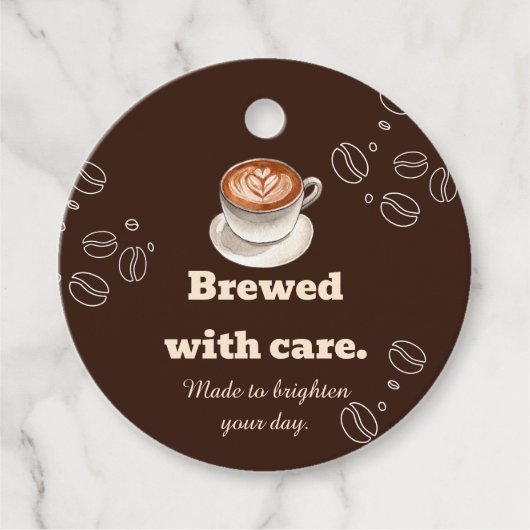 Mit Sorgfalt Gebrüht Coffee Latte Geschenkanhänger (Vorderseite)
