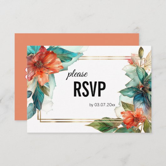 Mit Speisekarte Hibiskus Serenade Paradies RSVP Karte (Vorne/Hinten)