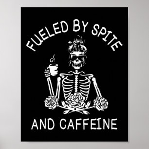 Mit Spit und Coffein gefärbter Halloween-Skel gesp Poster