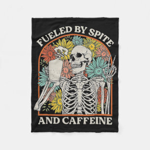 Mit Spit- und Koffein-Skelett-Halloween-Co Fleecedecke