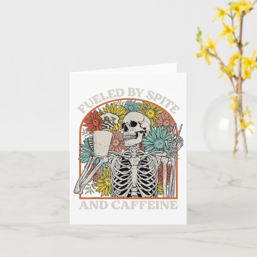 Mit Spit- und Koffein-Skelett-Halloween-Co Karte (Gelbe Blume)