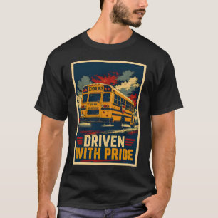 Mit Stolz gefahren Schulbusfahrer Rückansicht Vint T-Shirt