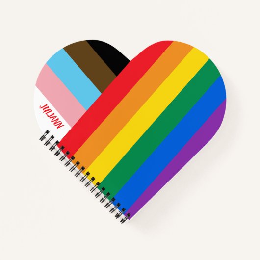 Mit Stolz gefertigt Regenbogen-Herz Custom Modern Notizblock (Vorderseite)