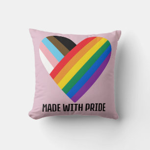 Mit Stolz gefertigt Regenbogen Herz Minimal Modern Kissen