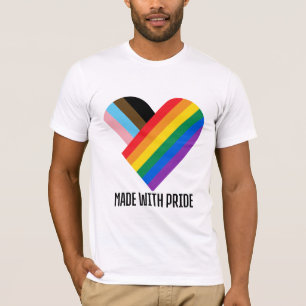 Mit Stolz gefertigt Regenbogen Herz Minimal Modern T-Shirt