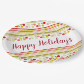 Mit Streifen und Polka-Punkten angereichert Pappteller (Schrägansicht)