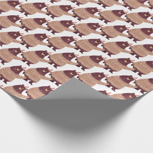 mit Strumpf-Kappe und Schneeflocken Geschenkpapier (Ecke)