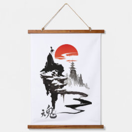 mit sumi-e-Soul Tintenkunst Wandteppich Mit Holzrahmen