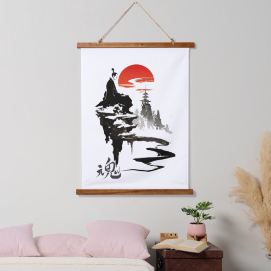 mit sumi-e-Soul Tintenkunst Wandteppich Mit Holzrahmen (Schlafzimmer)