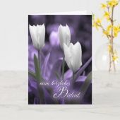 Mit Sympathie German Language Beileid WhiteTulips Karte (Gelbe Blume)