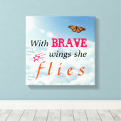 Mit tapferen Flügeln fliegt sie. Leinwanddruck (Insitu (Holzboden))