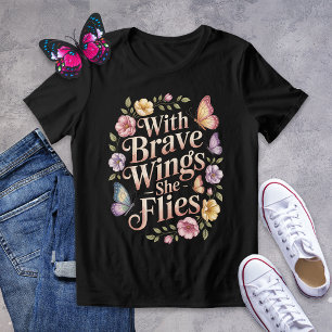 Mit tapferen Flügeln fliegt sie Schmetterling-Shir Tri-Blend Shirt