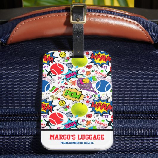 Mit Text 😍 🤩 Eclectic Tennis 🎾 Muster Gepäckanhänger (Vorderseite Insitu 2)