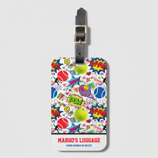 Mit Text 😍 🤩 Eclectic Tennis 🎾 Muster Gepäckanhänger (Vorderseite Vertikal)