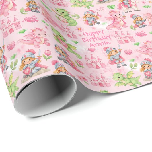 Mit Text Fantasy-Schloss-Geburtstag Geschenkpapier (Rolleneckpunkt)