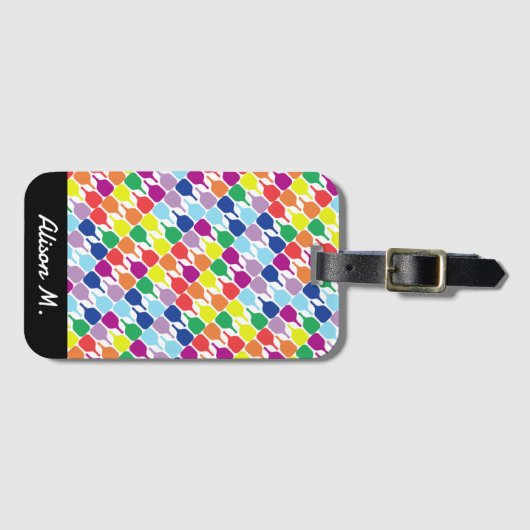 Mit Text Farbige Paddelpaddel 💚 ❤️ 💛 💙 Gepäckanhänger (Vorderseite (Horizontal))