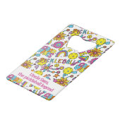 Mit Text, Groovy, Retro 90er, weiß Geldbeutel Flaschenöffner (Vorderseite Schrägansicht)