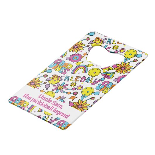 Mit Text, Groovy, Retro 90er, weiß Geldbeutel Flaschenöffner (Vorderseite Schrägansicht)