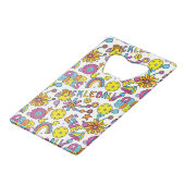 Mit Text, Groovy, Retro 90er, weiß Geldbeutel Flaschenöffner (Rückseite Schrägansicht)