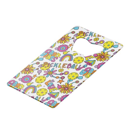 Mit Text, Groovy, Retro 90er, weiß Geldbeutel Flaschenöffner (Rückseite Schrägansicht)