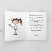 Mit Text, niedliches Tennisstar Feiertagskarte (Innenseite)