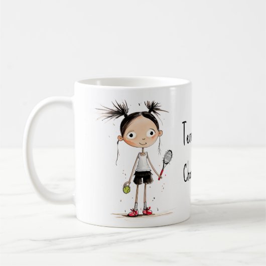 Mit Text, niedliches Tennisstar Kaffeetasse (Links)