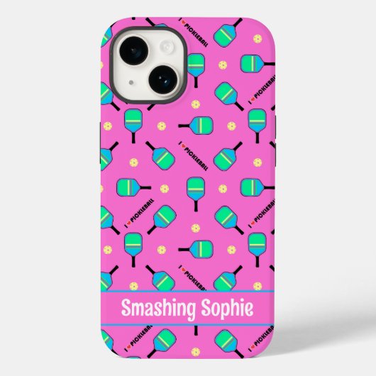 Mit Text pastellel I Liebe Pickleball pink iPhone Case-Mate iPhone Hülle (Rückseite)