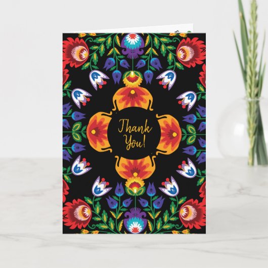 Mit Text Phantastische polnische Folk Wycinanki Vi Dankeskarte (Vorderseite)