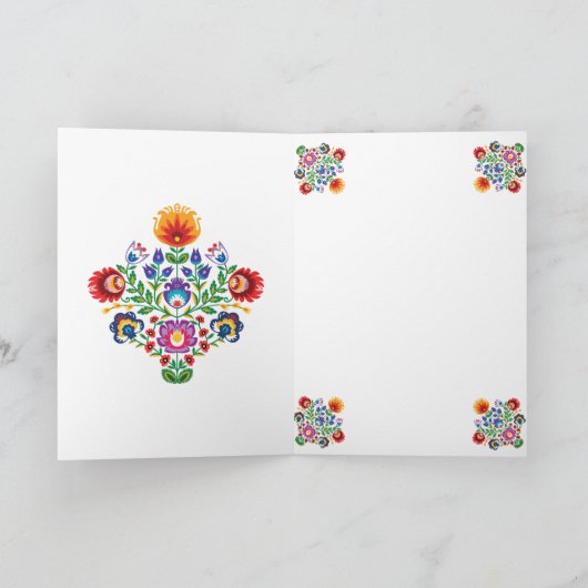 Mit Text Phantastische polnische Folk Wycinanki Vi Dankeskarte (Innenseite)