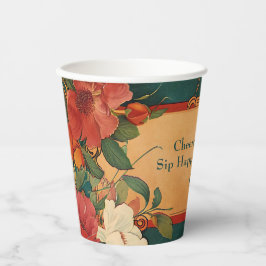 🌹 mit Text Rose Romantik: Jugendstil-Splendor Pappbecher