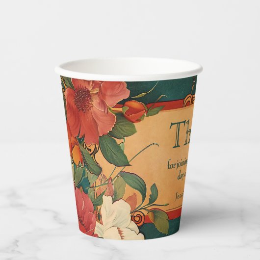 🌹 mit Text Rose Romantik: Jugendstil-Splendor Pappbecher (Vorderseite)