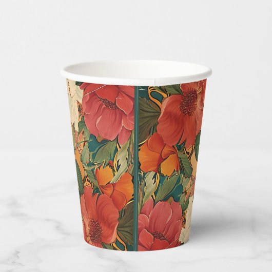 🌹 mit Text Rose Romantik: Jugendstil-Splendor Pappbecher (Rechts)