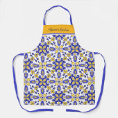 Mit Text 💙 schöne blaue und gelbe Azulejos 💛 Schürze (Vorderseite)
