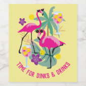 Mit Text Summer Pickleball 🤩 tropisches Party Weinetikett (Einzelnes Label)