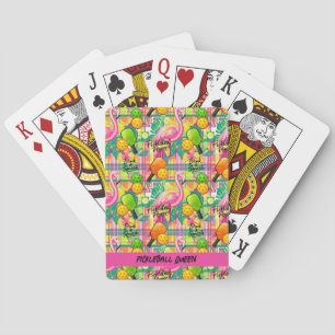 Mit Text Tropical Flamingo Pickleball  Spielkarten